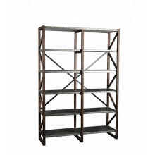 Mayco Large Galvanized Metal and Wood 2 Section Bookshelf for Living Room